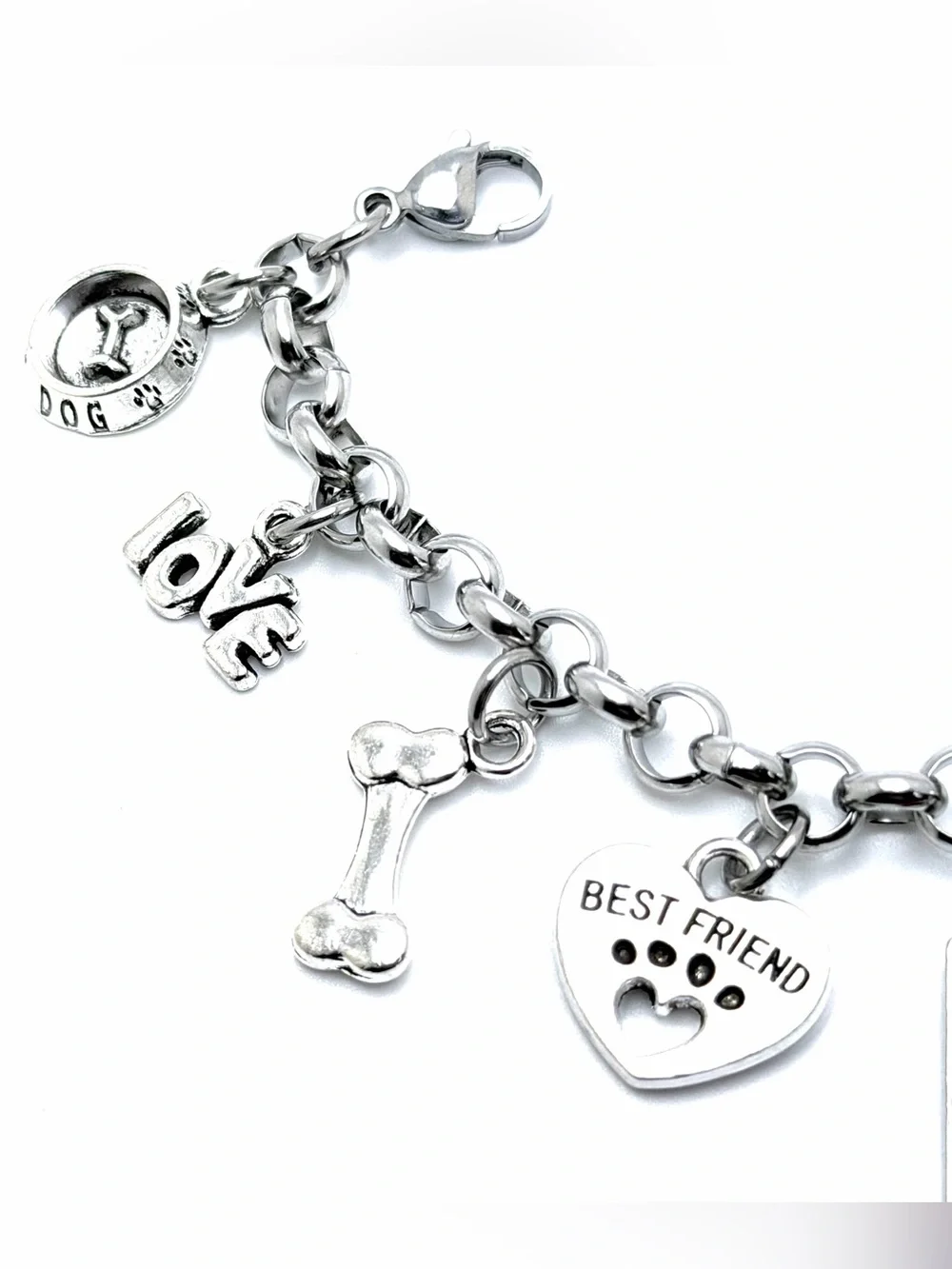 English Bulldog Charm Bracelet Dog Mom Gift British Bulldog Jewelry Personalized
